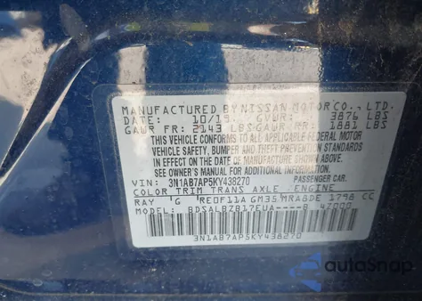 2019 Nissan Sentra S from USA, damaged, VIN 3N1AB7AP5KY438270